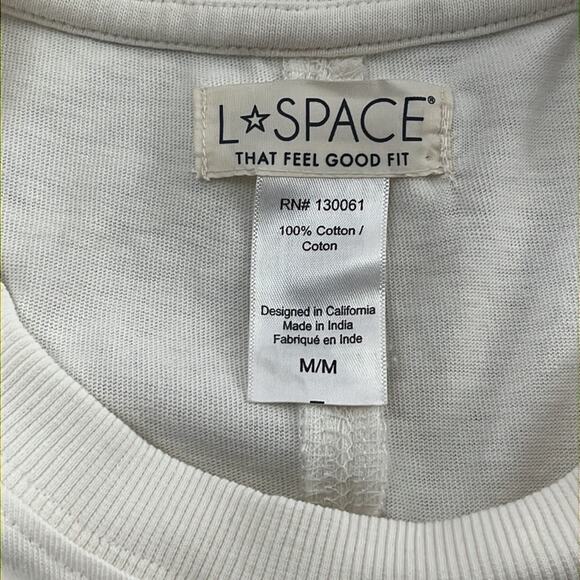 L‎ Space White M 100% Cotton Short Sleeve T Shirt Maxi Dress Slit - Picture 14 of 16